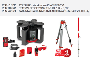 Niwelator laserowy PRO TYXER R2+statyw +łata laserowa